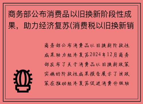 商务部公布消费品以旧换新阶段性成果，助力经济复苏(消费税以旧换新销售额确定)